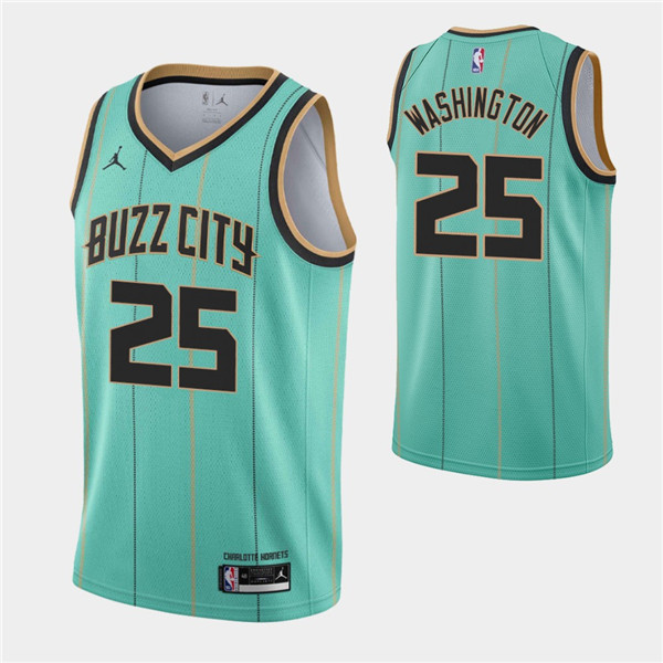 Men's Charlotte Hornets #25 P.J. Washington 2020-21 Teal City Edition Swingman Stitched Jersey
